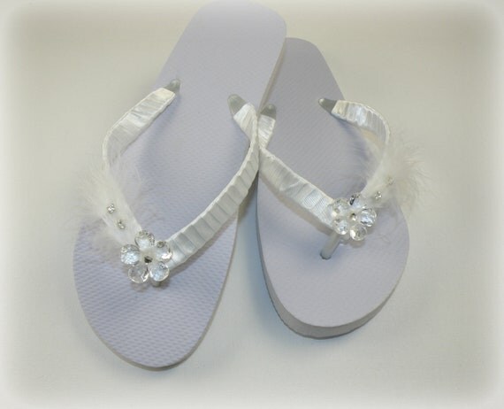 Crystal Feather Bridal Flip Flop Prom Woman Wedding