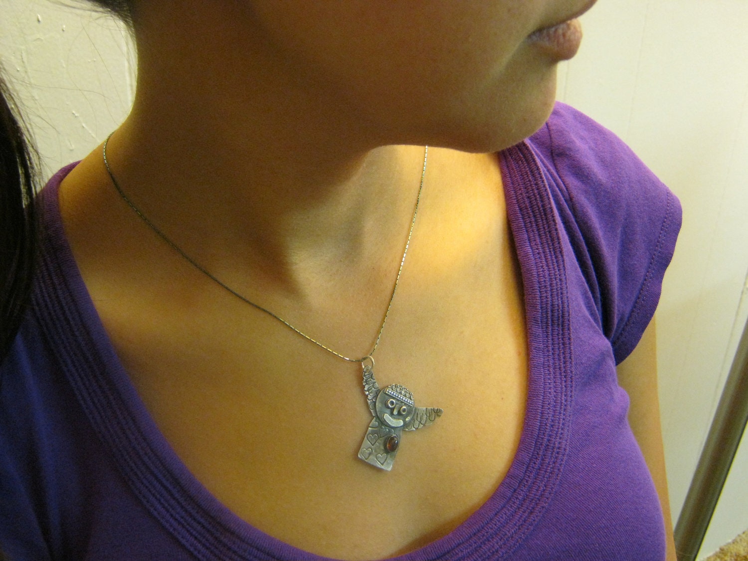 Sterling Silver Angel Pendant Necklace, handmade