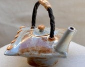 Ceramic PILLOW TEAPOT.  Signature Stoneware Teapot. Blue - Beige Teapot. Sculptural Teapot. Hand Built Ceramics.