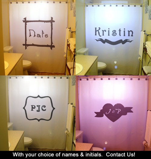 Personalized Shower Curtain Monogrammed with Your Choice of Initials or Names Custom Size Color monogram bathroom decor kids bath