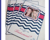 Private Listing for idohillltop Modern Chevron Wine Label Bridal Party Gifts - Custom Bridesmaid Photo Wine Labels