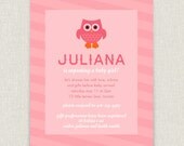 Owl - Set of 25 modern and cute baby shower invitations