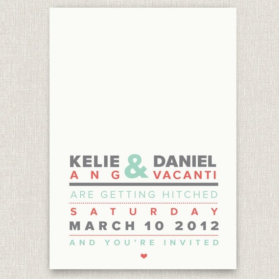 Textual - Stylish and typographic wedding invitation