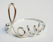 Silver Love Ring - Valentines Love Ring - Sterling Silver Love Ring - Valentines Day - Wire Word Ring - Friendship Ring - Wire Love Ring