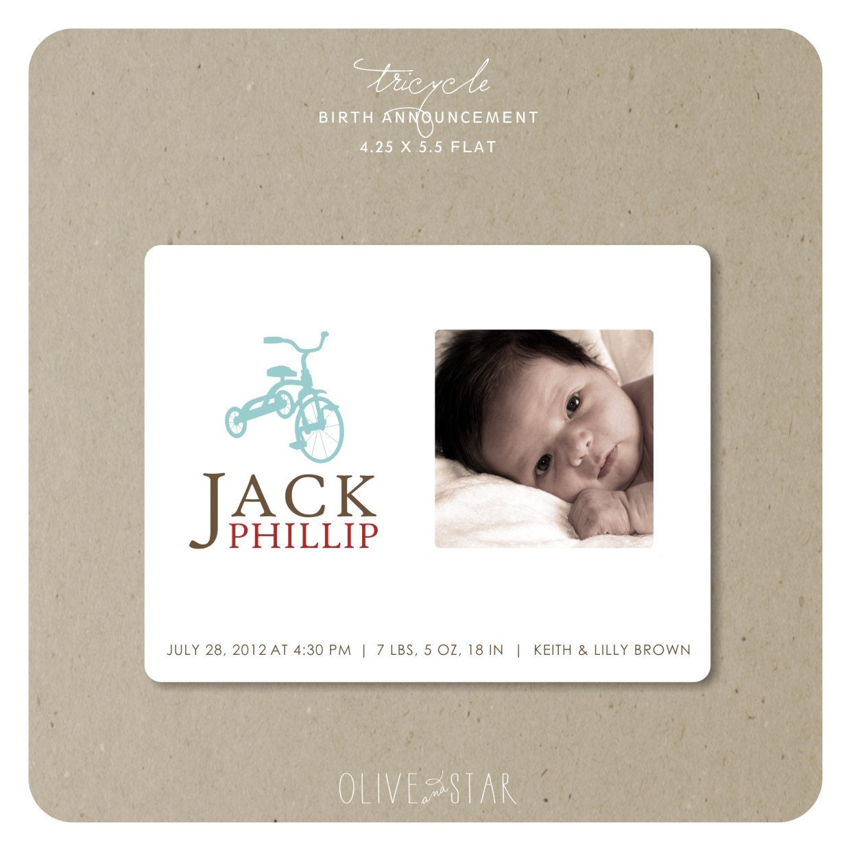 little tricycle : baby announcement set