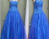 MOVING SALE 30% OFF Breathtaking bright blue and pink jewel-studded prom wedding dress