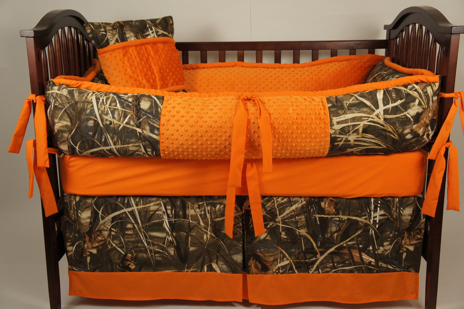 Custom made Baby crib bedding advantage max4 HD camo with orange