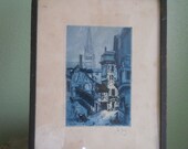 French Aquatint engraving pencil signed  Artist Andre Guerin Le Gay "1872-1945"
