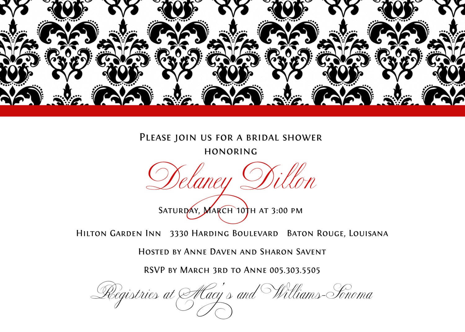 Holiday Red Damask Bridal Shower Invitation Il_570xn