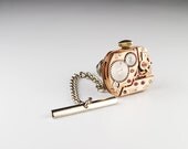 Steampunk Tie Tack Vintage OMEGA 15 Ruby Jewel Rose Gold Watch Movement Mens Gear Tie Tac - Accessories by Steampunk Vintage Design