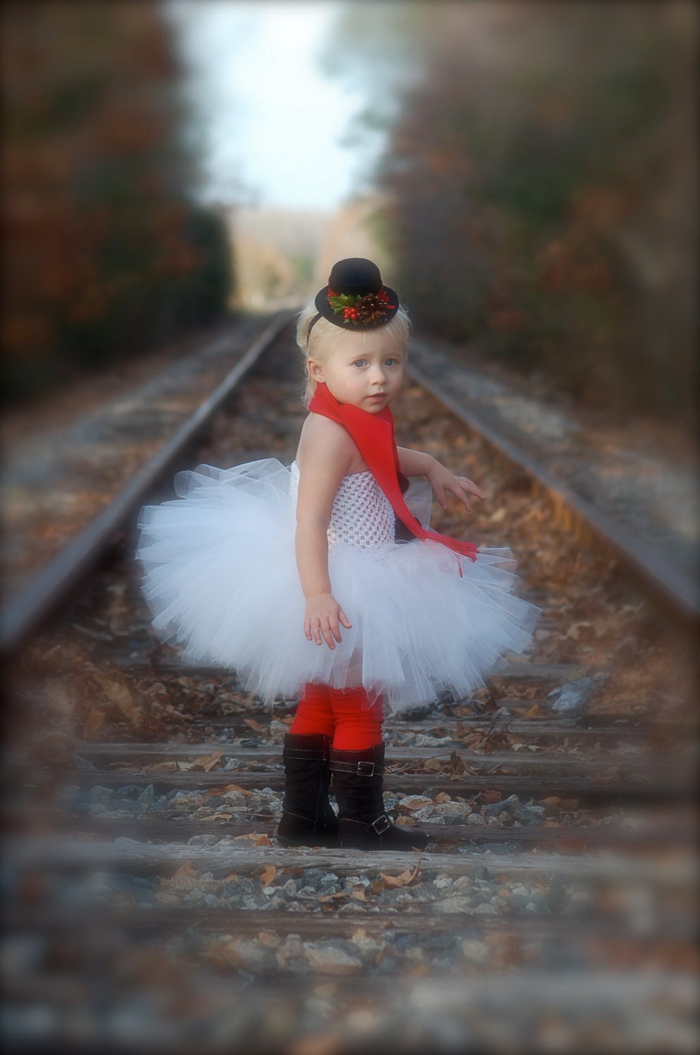 Little Miss Frosty...Snowman Tutu Dress, Mini Top Hat, Scarf, and Leg Warmers- sz 0-3T