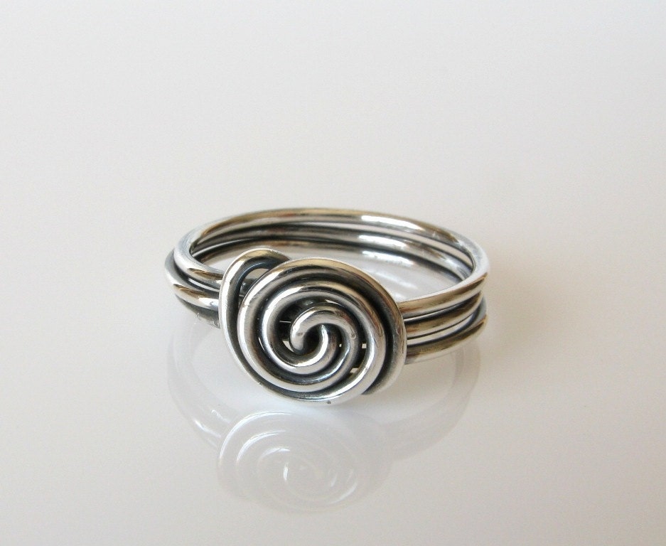 Sterling silver wire wrapped spiral ring ethnic on Etsy