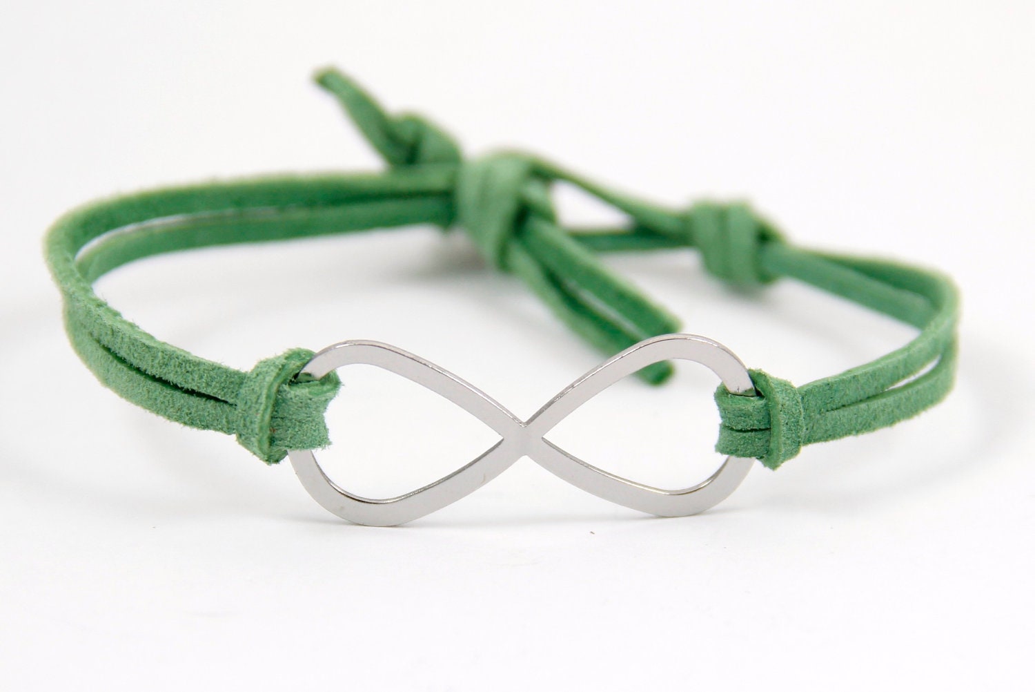 Infinity -  Fresh Green Suede and Silver Rhinestone
