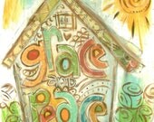 Inspirational Art, Grace and Peace, 8 x 10 Fine Art Print, Mixed Media Collage
