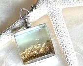 Sands of Time - Shake Necklace - Sterling Silver and Gold Flakes - Large Pendant - THE ORIGINAL
