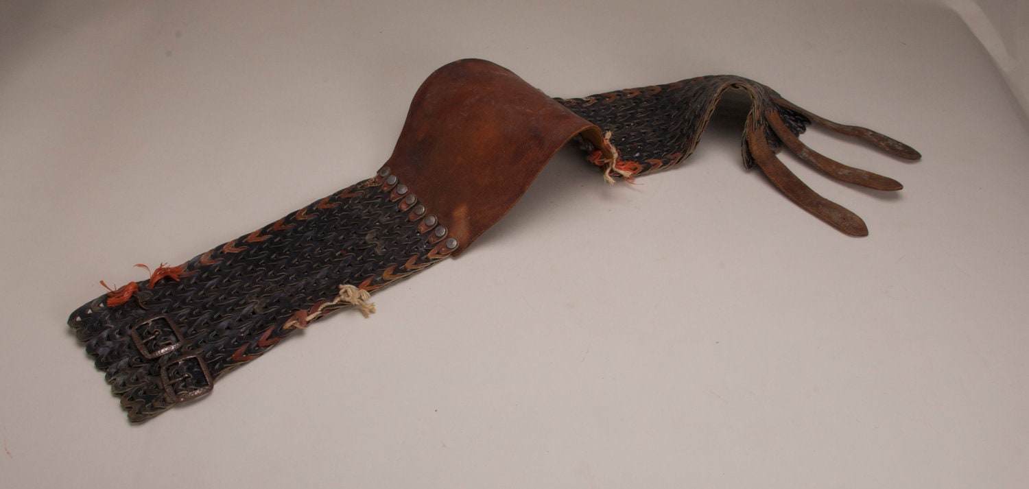 SALE Antique Steampunk Pirate leather wide 3 strap woven belt
