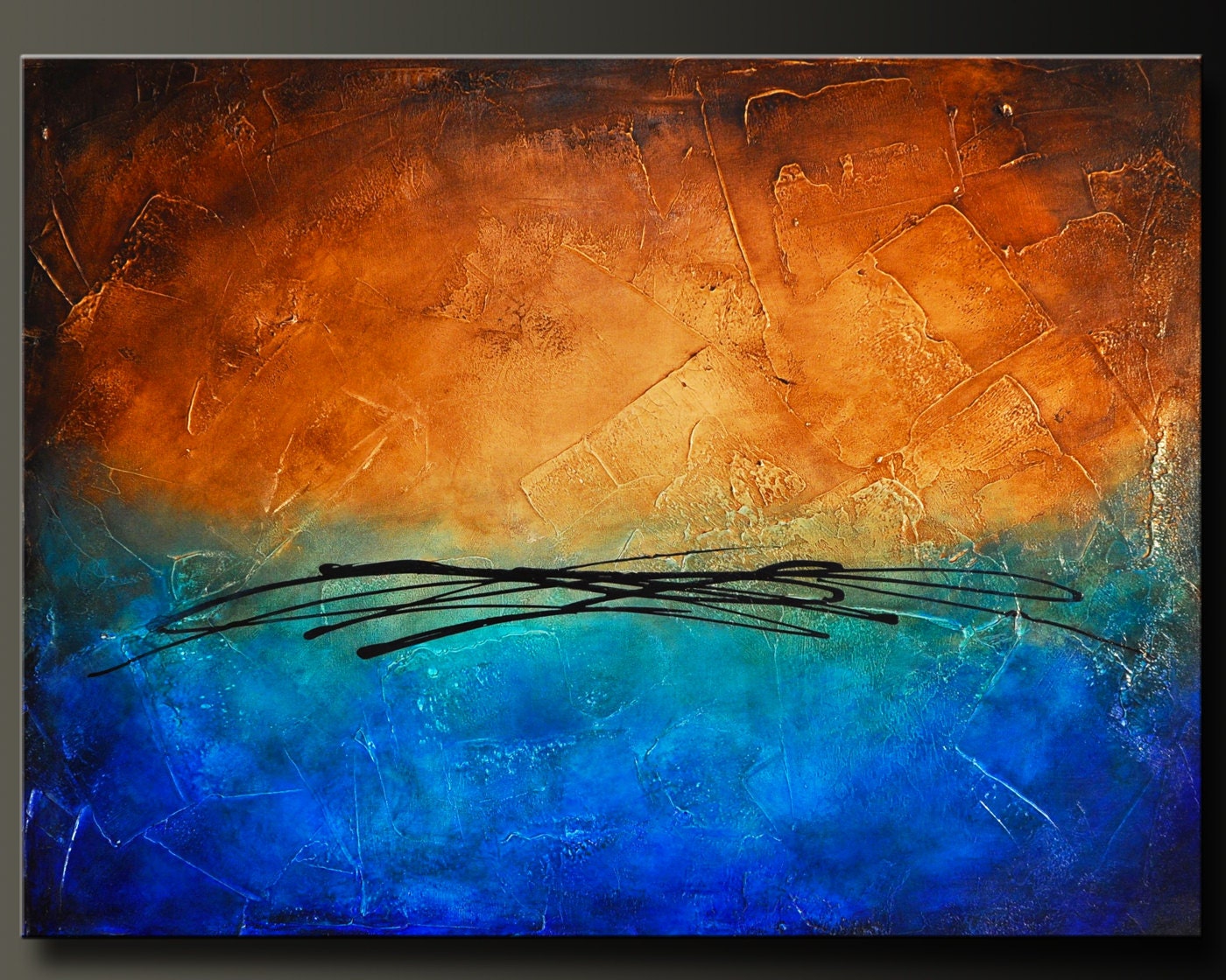 Indigo Sands - 40 x 30 - Abstract Acrylic Painting - Huge Contemporary Wall Art - Highly Textured