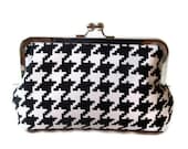 CLUTCH PURSE Black and White Houndstooth  Bridesmaid Clutch by Cutiegirlie