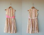LAST CALL / 1950s party dress / 50s dress / full skirt cotton dress / striped pink party dress with crinoline - XS