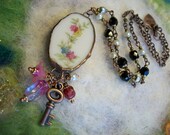Broken China Necklace, Pink Flower Garland