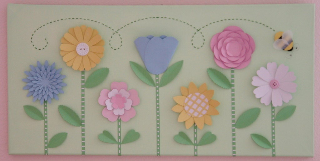 Flower Happy - A Flower Collage (pastels on light green background or choose your own colors)