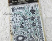 Prima Imagenne Stamp Set Printery Rubber Stamps - Item 551056 Vintage Images Motifs, Crowns, Clocks, Bird, Keys