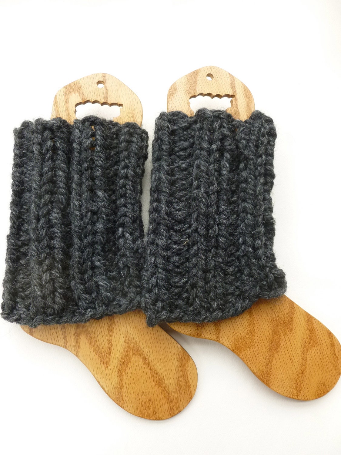 Knit Boot Cuffs Boot Toppers  chunky ribbed knit charcoal