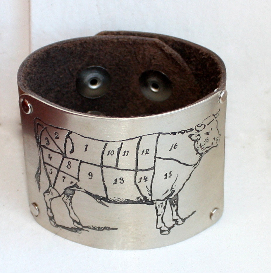 Cow on Cow Leather Cuff - Unisex
