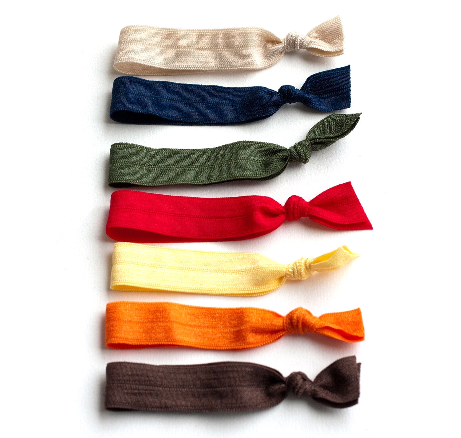 The Harvest Package - 7 Fall Thanksgiving Elastic Solid Color Hair Ties that Double as Bracelets by Mane Message on Etsy