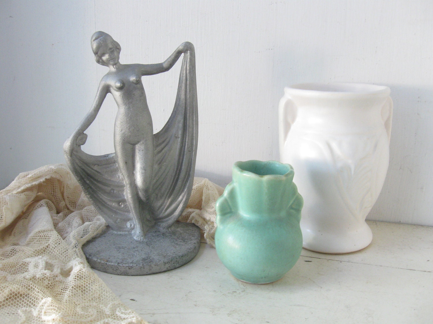 Art Deco Scarf Dancer Statue, Nude 1920's