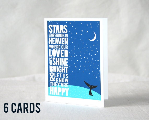 Sympathy Card, Sympathy Card Kids, Modern Sympathy Card, Eskimo Proverb Stars, Typography, Raw Art Letterpress