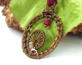 Ammonite woven wire pendant cord necklace UK seller