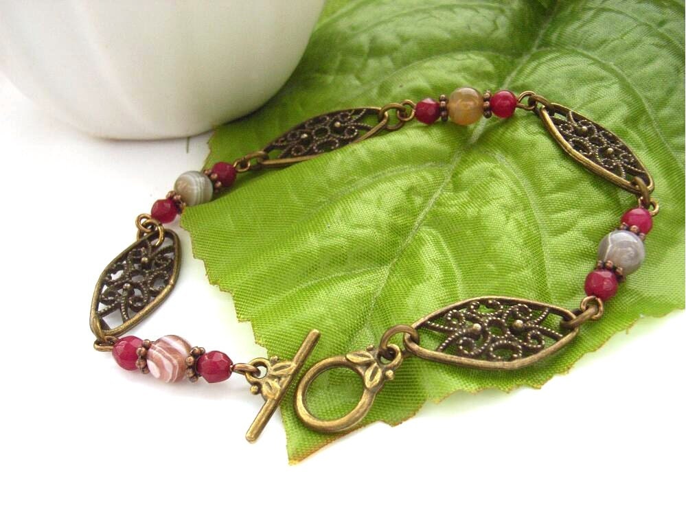 Vintage style Botswana agate gemstone bracelet