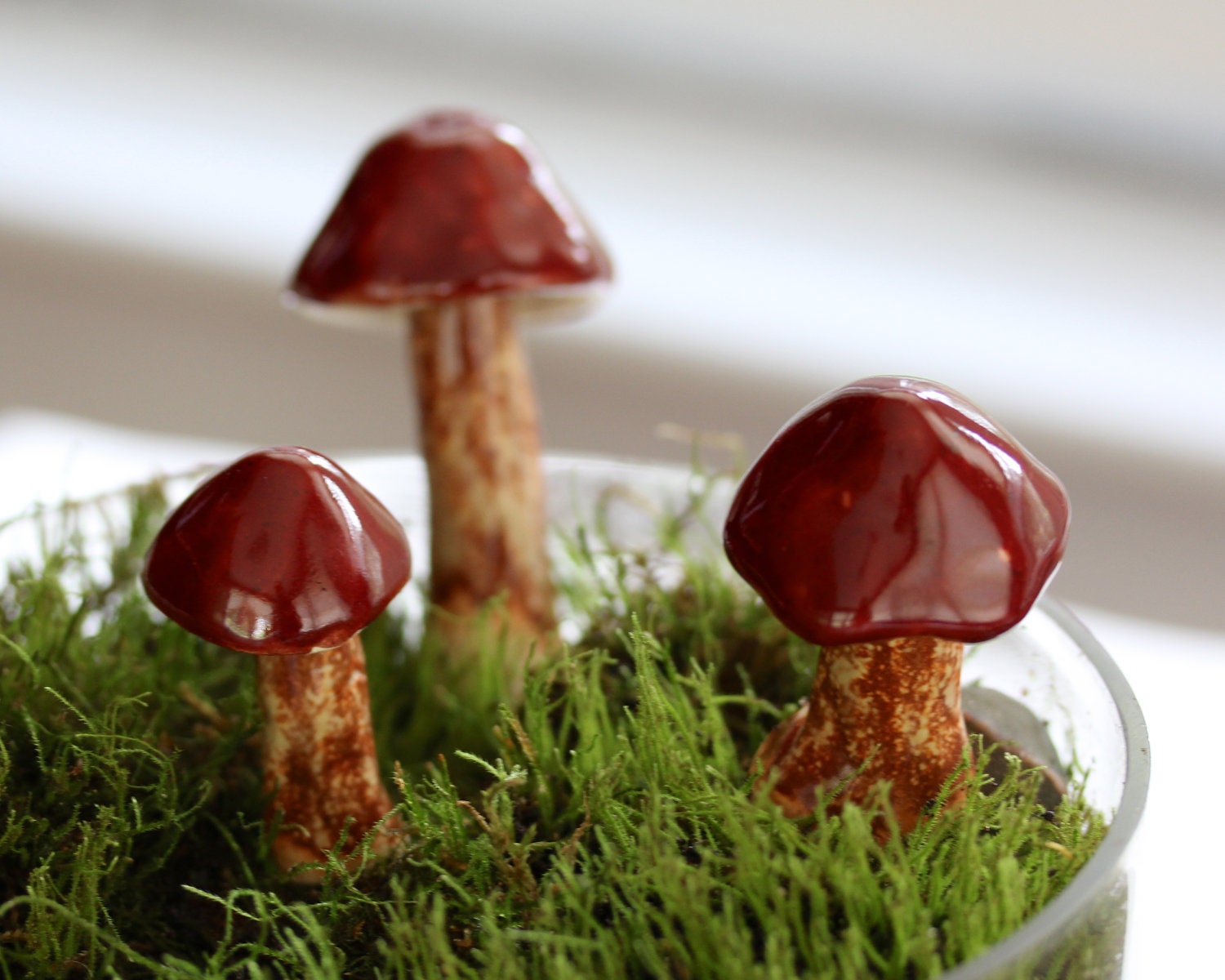 Set of 3 Sculpted Mushrooms - Boletus Style