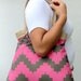 Fuchsia chevron tote bag with jute