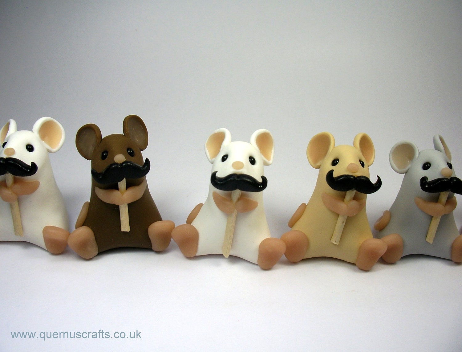 Mouse Ornament Sculpture - Little Mouse with Fake Moustache Sold Individually