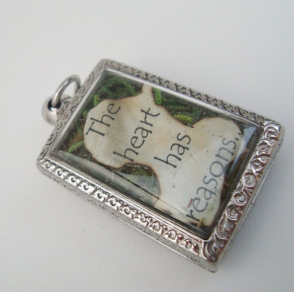The Heart Has Reasons. Faux Stone Heart Terrarium Locket Necklace, Mini Curio Display, Natural World