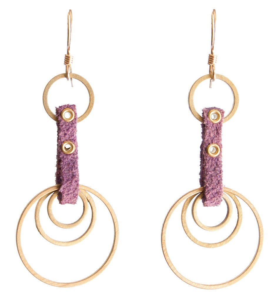 Suede Brass Doppler earrings - lilac