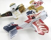 Classic Beer Airplanes from Recycled Beer Cans, Three Pack