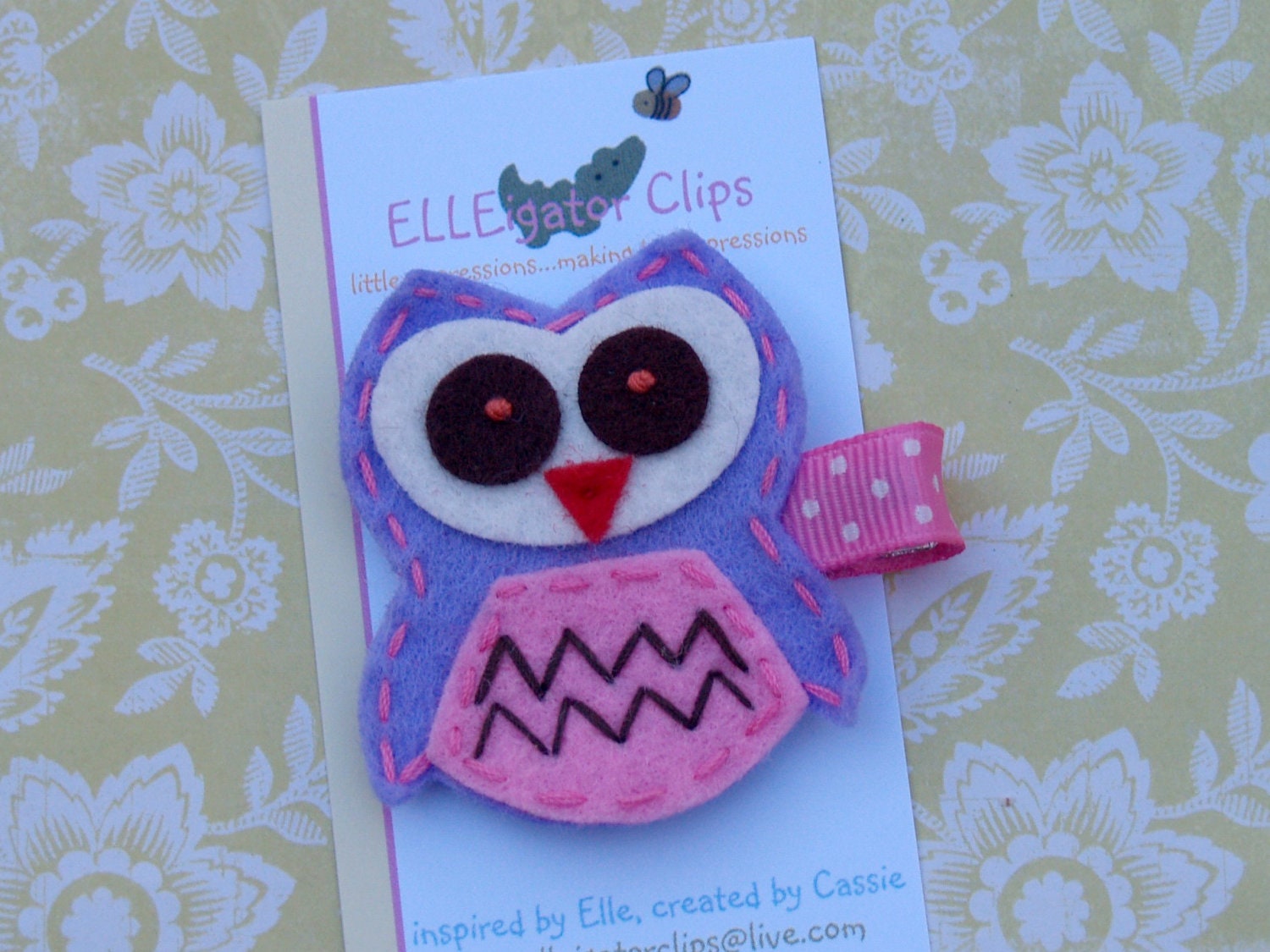 Little Hoot - Lavendar and Pink Felt Owl Hair Clip / Girls Hair Clips / Felt Hair Clips/ Owl Hair Clips