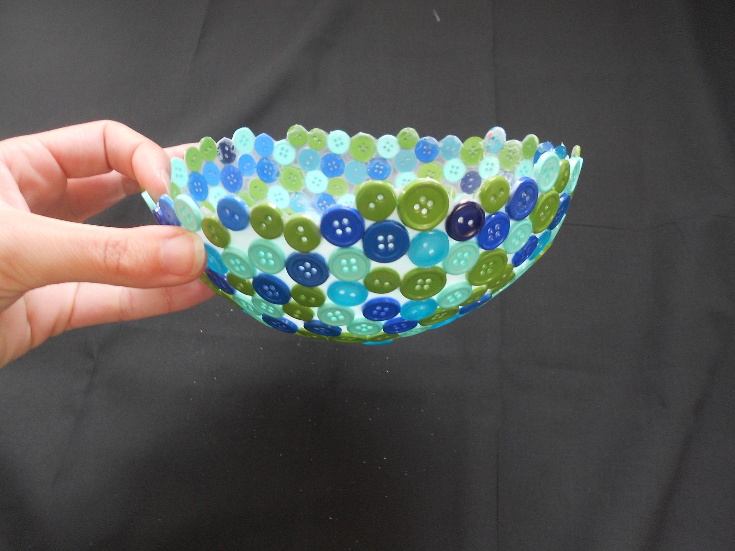 Button Bowl- blues and greens