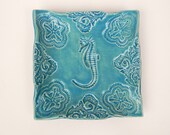 Turquoise Seahorse Trinket Dish Beach Decor- Made to Order