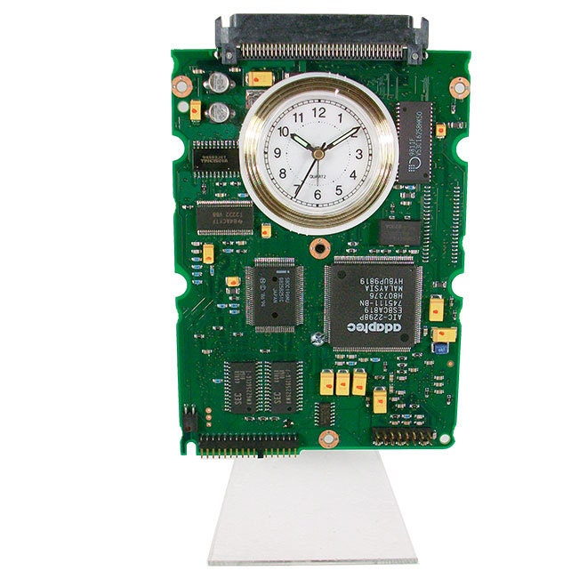 Circuit Board Alarm Clock from Recycled Computer Hard Drive Controller Board. (H)