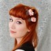 Hair accessories, flower bobby pins, pink blossom clips, wedding accessory - polka dot blooms