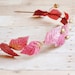 Pink hair crown, velvet leaf headband, vintage head piece, hair accessories