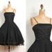 vintage 1960s dress / 60s black tulle polka dot dress -- gold holiday (extra-extra small)