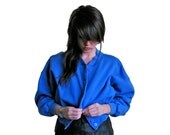 Blue Cropped Sweater, Button Down Cardigan, SMALL, MEDIUM
