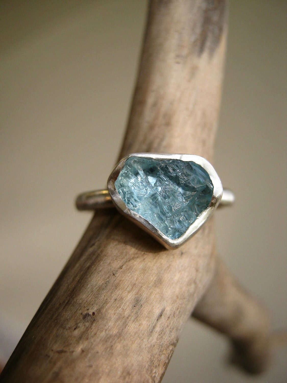 Custom select your Rough Aquamarine ring - Sterling silver