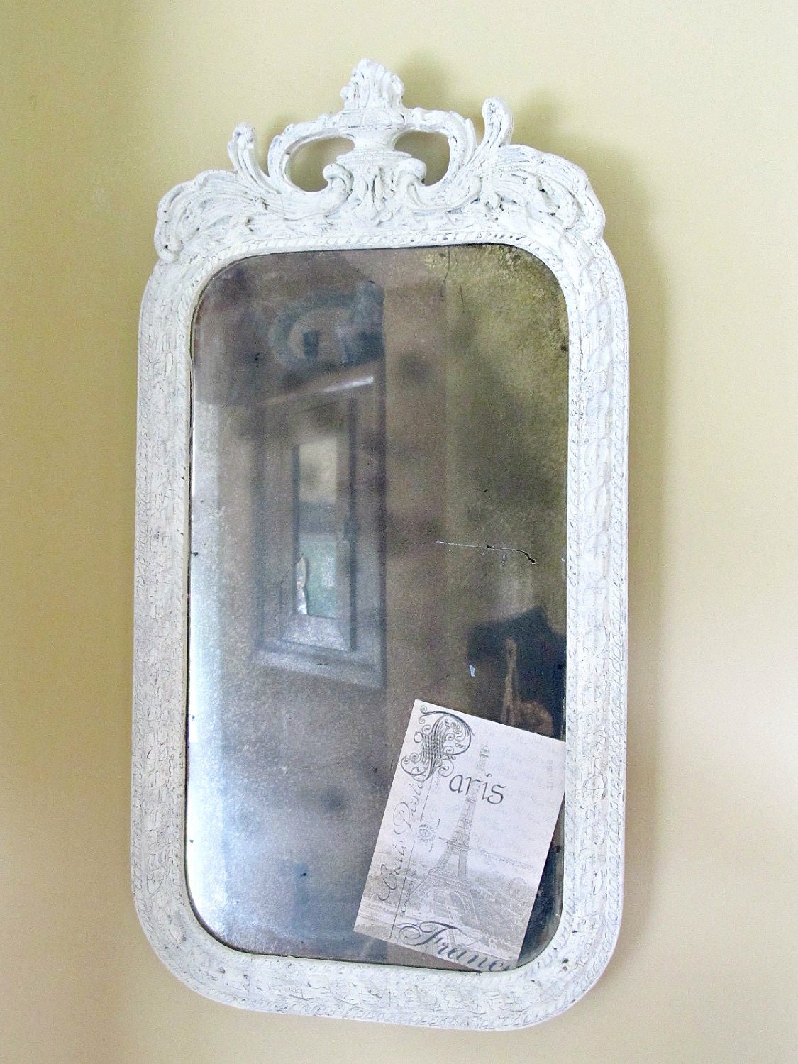 Vintage Wall Mirror White Mirror Distressed French Mirror