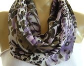 Botanic...Purples and Olives....Necklace Scarf...Chiffon....Instant gratification...